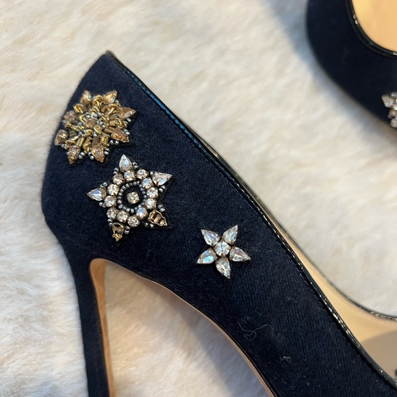 Jimmy Choo Romy 100 Embellished Flannel Point-Toe Pumps - Picture 8 of 12